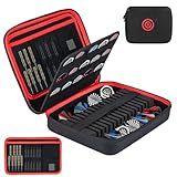 Lebared 2026 Upgraded EVA Hard Shell Dart Case for 15Darts, 30 Flights, Shafts & Accessories, Darts Case with Soft Pad & Mesh Bag for Steel or Soft Tips, Ideal Gift for Players, Bar Game, Travel -Red