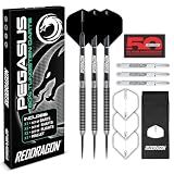 RED DRAGON Pegasus Tungsten Steel Darts Set - 24 Gram - Black Stems and Black Flights