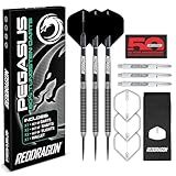 RED DRAGON Pegasus Tungsten Steel Darts Set - 30 Gram - Black Shafts, Black Extra Thick Flights and Case