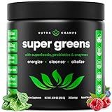 Super Greens Powder, 40+ Organic Superfoods, Probiotics & Enzymes for Energy, Digestion, Gut Health & Bloating | Organic Fruit & Veggie Drink Mix with Prebiotic Fiber, Daily Green Juice Smoothie Blend
