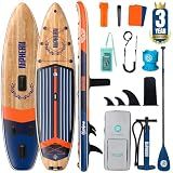 Niphean (Extra Large) Inflatable Paddle Board, SUP for 2+1 People/Family 500lbs Capacity Stand Up Paddle Board with SUP Accessories, StabilTrac Fin Non-Slip Paddleboard for Adults-Light Gray