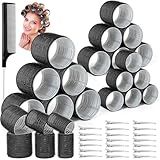 39PCS Self Grip Curlers 3 Sizes - Black 2.5in, 1.9in, 1.4in Rollers with Duckbill Clips for Long, Medium, Short, Thick, Fine Hair Volume and Bangs (Black)