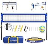 Vbneto Volleyball Net for Backyard, No Sagging Professional Heavy Duty Outdoor Portable Net Set with Poles, Adjustable Height, Includes Volleyball & Carry Bag, Ideal for Beach and Grass