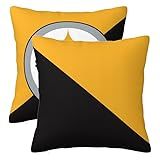TMOVI 2 Pcs Football Style Throw Pillow Covers 18""X18"" Polyester Material Pillow Case Decoration for P1ttsburgh Home Sofa Couch