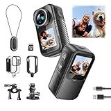 NUISK Mini Action Camera 4K | 128G Thumb Sports Camera with EIS Stabilization, Wearable POV Chest Camera, Waterproof for Running, Cycling, Swimming, Hiking, Outdoor Adventures