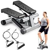 Sunny Health & Fitness Mini Stair Stepper with Resistance Bands for Cardio
