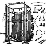 Mikolo Smith Machine with Weight Stack, Power Cage Home Gym System with LAT Pulldown & Cable Crossover, Multi-Functional Trainer with Dual Pulley System, BP 230lbs