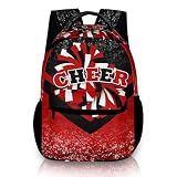 HJKLONE Cheer Backpack for Cheerleaders, Cheerleader Backpack for Women, Cheerleading Gifts for Teams (Black&Red)