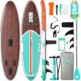 Niphean Inflatable Stand Up Paddle Board with SUP Accessories,Classic Wood
