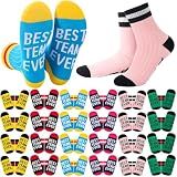 Glitopper 24 Pairs Best Team Ever Gift Socks Bulk Employee Appreciation Gifts for Women Men Team Staff Coworker Office Favors(Multiple Colors)