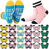 Glitopper 24 Pairs Best Team Ever Gift Socks Bulk Employee Appreciation Gifts for Women Men Team Staff Coworker Office Favors(Multiple Colors)