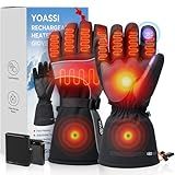 Rechargeable Heated Gloves for Men Women - 7.4V Battery Heated Ski Gloves with Touchscreen & Waterproof Design, 3 Heat Levels, Long-Lasting Winter Warm Mittens for Skiing, Hunting, Motorcycle,Large