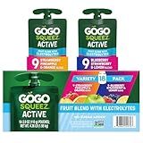 GoGo squeeZ Active Fruit Blend with Electrolytes | 18-Count Variety Pack | Blueberry Strawberry Lemon & Strawberry Pineapple Orange | Made with Real Fruit and Antioxidants Vitamin A, E, & C​
