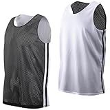 JOKHOO Reversible Men's Mesh Athletic Basketball Jersey Single for Team Scrimmage (Black/White,Medium)