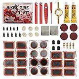 60Pics Bike Tire Repair Kit,Bicycle Inner Tube Patch Kit with Patches and Tire Levers ,Tubeless Tire Repair Rubber Nail with Box and Screwdriver,Convenient Kit for Mountain or Road Bike, Motorcycle
