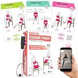 Flexies Chair Yoga Workout Cards – 58 Seated Exercise Cards for Beginners & Seniors | 28 Day Chair Workout Chart for Weight Loss, Strength, Flexibility & Balance