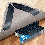 Druvian 24Pcs Rug Gripper, Premium Non-Slip Carpet Tape, Reusable Rug Tape, Anti-Curling Rug Pads for Hardwood & Tile Floors