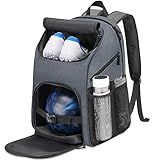 Bosynoy Bowling Backpack, Bowling Ball Bag Totes for Single Ball with Shoe Compartment & Foam Padded, Fits Shoes Up to US Mens Size 16, Grey