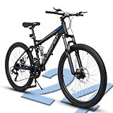 Ecarpat 24 Inch Mountain Bike, Dual Full Suspension Mountain Bike, 21-Speed Disc Brakes, Carbon Steel Frame,Trail Commuter City Bicycles