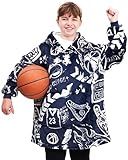 The Big Softy Oversized Blanket Hoodie Kids- Basketball Graphic Print Black Oversized Hoodie, Super Soft Sherpa Warm Hooded Blanket, Basketball Gifts for Kids, Boys, Girls, Friends- One Size Fits All