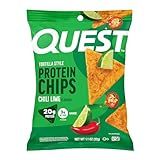 Quest Nutrition Chili Lime Tortilla Style Protein Chips, 20g Protein, Low Net Carbs of 3g, Gluten Free, 1.1 oz (Pack of 12)