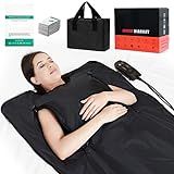 yamxun Infrared Sauna Blanket for Home: Portable Full Body Detox Wrap with Deep Heat Relaxation - Adjustable 86-176°F Far Infrared Therapy 20-60 Min Timer Waterproof Foldable Design 71 x 31.5 Inch