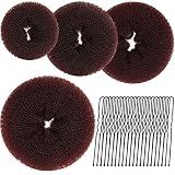 Teenitor Hair Bun Maker for Women, 4 Pcs Brown Ballet Buns in 4 Sizes, Hair Donuts