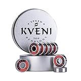 KVENI Ceramic Skateboard Bearings, Premium 608rs Ball Bearing - Pro Longboard Bearings for Quad Skate, Inline Rollerblades, Scooters, Spinners,ABEC, 8 Pack (RED)