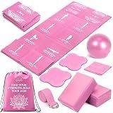 Foldable Non-Slip Yoga Mat and Blocks Set for Women, 9-Pcs Yoga Starter Kit