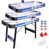 Hyner Air Hockey Table Foldable 4ft Powered Hockey Game Table 48 inch Indoor Electric Hockey Table w/2 Pucks, 2 Pushers,Shuffleboard,Bowling,Powerful 12V Motor for Adults and Kids
