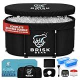 XL Oval Ice Bath Tub for Athletes with Cover by Brisk Bear - Extra Large Cold Plunge Tub for Recovery - Ice Tub with Digital Timer, Thermometer & Reusable Ice Molds - Cold Plunge to Soothe Muscles