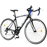 Outroad Road Bike 14-21Speed 700C Wheel with Light Aluminum Alloy Frame Commuter Bicycle with Dual V/Disc Brakes for Men and Women,21 Speed-Blue