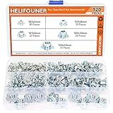 HELIFOUNER 120 Pieces M3 M4 M5 M6 M8 T Nuts Four Claw Nuts Assortment Kit for Wood, Rock Climbing Holds, Cabinetry