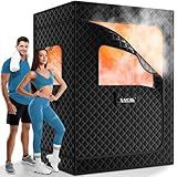X-Vcak 2 Person Sauna, Extra Large Sauna Box, Portable Steam Sauna Tent with 2 Steamers, 2 Folding Chair, 71”x 49”x 36”, Black