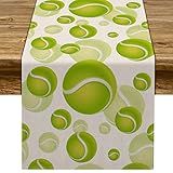 Pudodo Tennis Ball Table Runner Sport Baby Shower Tablecloth Tennis Themed Birthday Party Kitchen Dining Room Home Decoration (13" x 72")