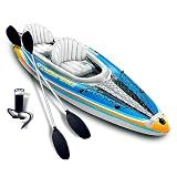 Sunlite Sports Inflatable Kayak 2 Person with Canopy, Portable Inflatable Boat with Shed & Aluminum Oars, Lightweight Tandem Kayak with Air Pump & Carry Bag for Lakes & Rivers, 400 LB