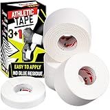 Summum Fit White Athletic Tape Extremely Strong: 3 Rolls + 1 Finger Roll. Easy to Apply & No Residue. Sports Tape Athletic for Boxing Football Climbing or Gymnastics for Wrist Ankle & Hand Protection