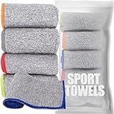 Vnoss Microfiber Quick Dry Gym Towel, Silver ION Odor-Free Absorbent Fiber, Fast Drying, Men & Women Workout Gear for Body Sweat, Working Out, Towels (Grey, 5Pack - 16 * 27Inch)