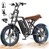 VARUN XPlorer Electric Bike Peak 750W - 65+ Miles Long Range Electric Bike for Adults - Reaches 25MPH, 48V 13Ah Battery, Full Suspension, 7-Speed All-Terrain 20" Fat Tire Electric Motorcycle Dirt Bike