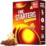 Fire Starter Squares, 160 pcs - Charcoal Fire Starters for Campfires, Grill, Outdoor Pit, Fireplace, Wood Stove, BBQ - Firestarter Sticks, Water Resistant & Odorless - Camping Accessories Essentials