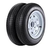 2 Pack 480-12 4.80x12 4.80-12 4.8-12 Trailer Tires with 12'' Rims, 5 Lug on 4.5'', Load Range C 6PR