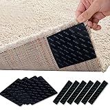 LUCKYFISH Rug Grippers, Washable and Reusable Carpet Tape, Suitable for Hardwood and Tile Floors, Preventing Rug Tape for Area Rugs Curling and Runner Edges, Easily Peel Off(10Pcs Black)