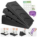 Squat Wedge Block, 5 Adjustable Angles Slant Board for Calf Stretching with Stretching Strap & Poster, 520 LBS Heel Elevated Squat Wedge Capacity for Yoga, Ankle Physical Therapy & Mobility