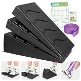 Squat Wedge Block, 5 Adjustable Angles Slant Board for Calf Stretching with Stretching Strap & Poster, 520 LBS Heel Elevated Squat Wedge Capacity for Yoga, Ankle Physical Therapy & Mobility