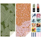 Eunzel 2 Pack Microfiber Beach Towel, Quick Dry Travel Towel Large Sand Free Towel for Beach, Camping, Swim Pool, Gym, Sports& Yoga 71"x32", Palm