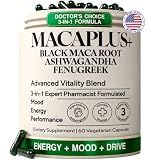 Maca Root Capsules for Men & Women, Organic Black Maca 40:1 Extract, 60ct