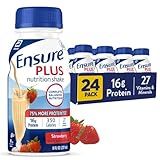Ensure Plus Strawberry Nutrition Shake | Meal Replacement Shake | Ready To Drink | 16g Protein and 27 Vitamins and Minerals | 8 fl oz - 24 Pack