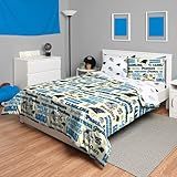 FOCO Carolina Panthers NFL Retro Bed in a Bag Comforter Bedding 5 Piece Twin Set