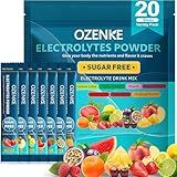OZENKE Electrolytes Powder Packets, Hydration Packets, Electrolytes Powder No Sugar, Portable Electrolyte Drink Mix for Rapid Hydration, Sugar Free & Low Sodium | 0 Calorie | 7 Flavors | 20 Sticks