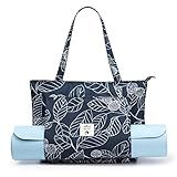 WLLWOO WLLWOO Yoga Bags for Women with Yoga Mats Bags Carrier Carryall Canvas Tote for Pilates Shoulder for Travel Office Beach Workout (Leaf)